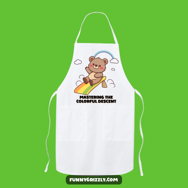 Funny Grizzly Bear Rainbow Slide Apron: Cook with Joy in this Hilarious Bear Apron