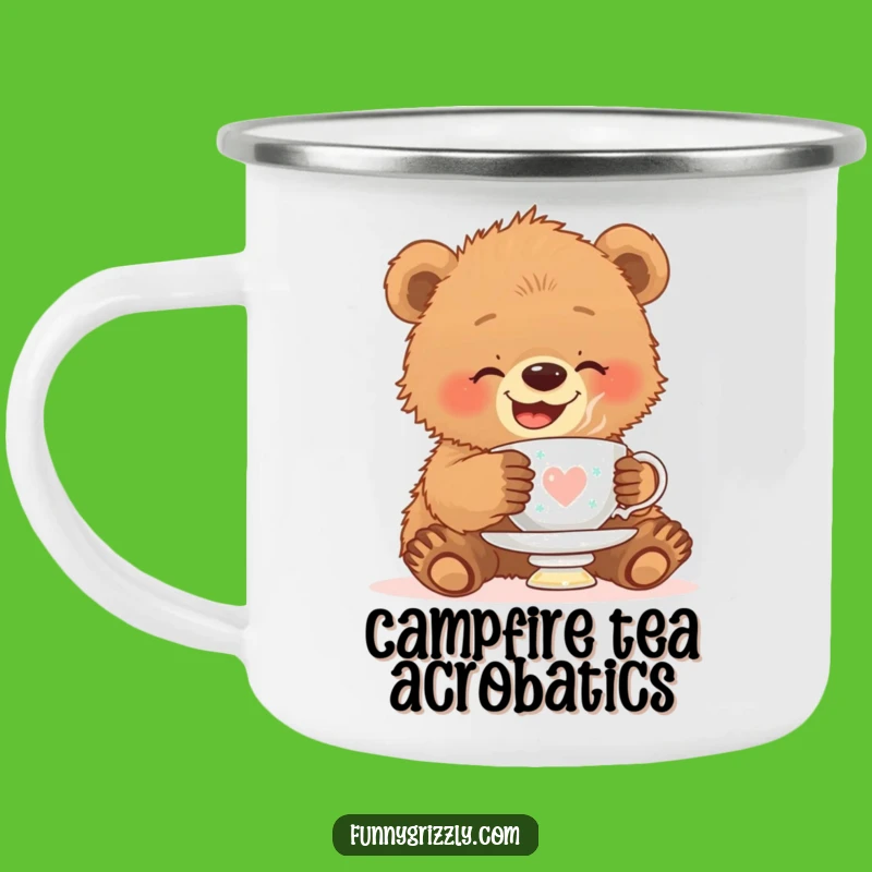 Funny Grizzly Bear Cub Teacup Camping Mug: Adorable and Durable Camp Companion