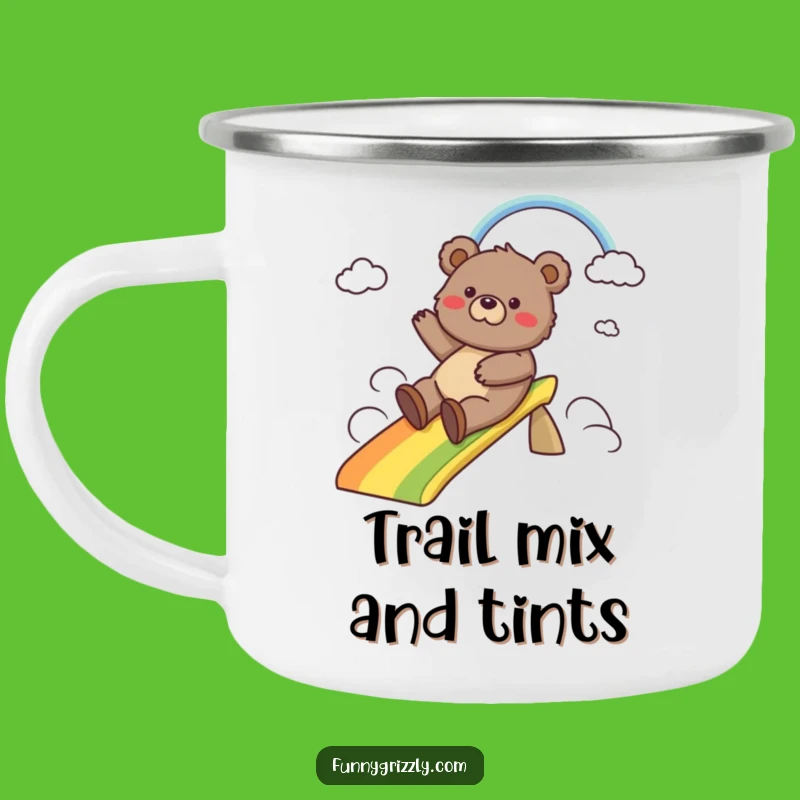 Funny Grizzly Bear Rainbow Slide Camping Mug: Adventure-Ready and Hilarious Bear Mug