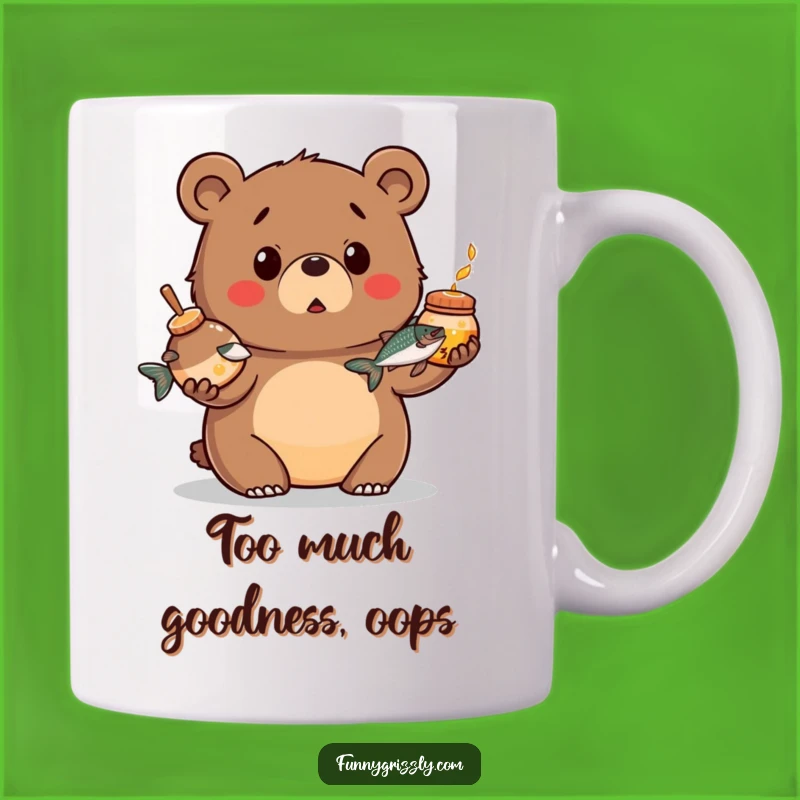 Funny Surprised Bear Mug: Juggling Honey & Salmon, Hilarious Gift Idea
