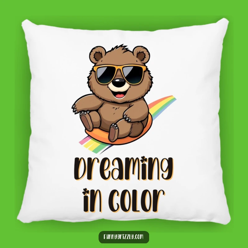Funny Rainbow Bear Pillow, Soft Comfort with a Hug of Humor