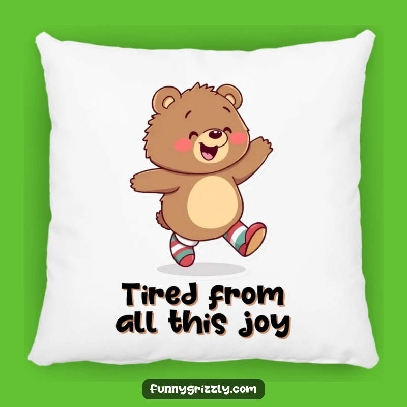 Funny Grizzly Bear Mismatched Socks Pillow: Soft Cushion with Playful Humor