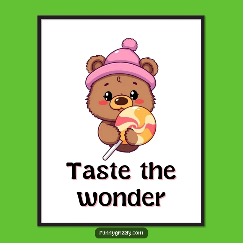 Funny Bear Lollipop Digital Art, Instant Sweetness for Your Decor