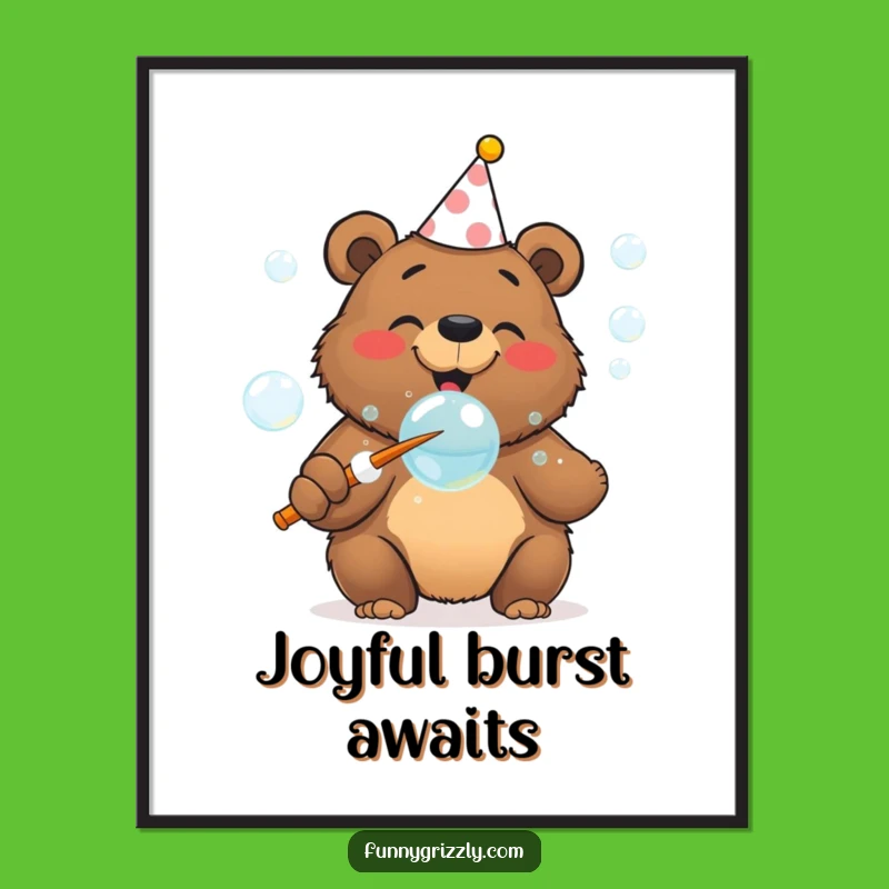 Funny Bubble Bear Digital Art, Instant Festivity for Your Decor