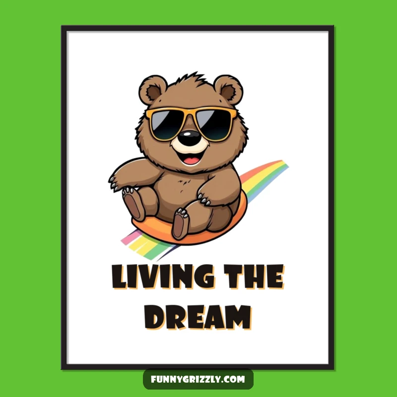 Funny Rainbow Bear Digital Art, Instant Whimsy for Your Decor