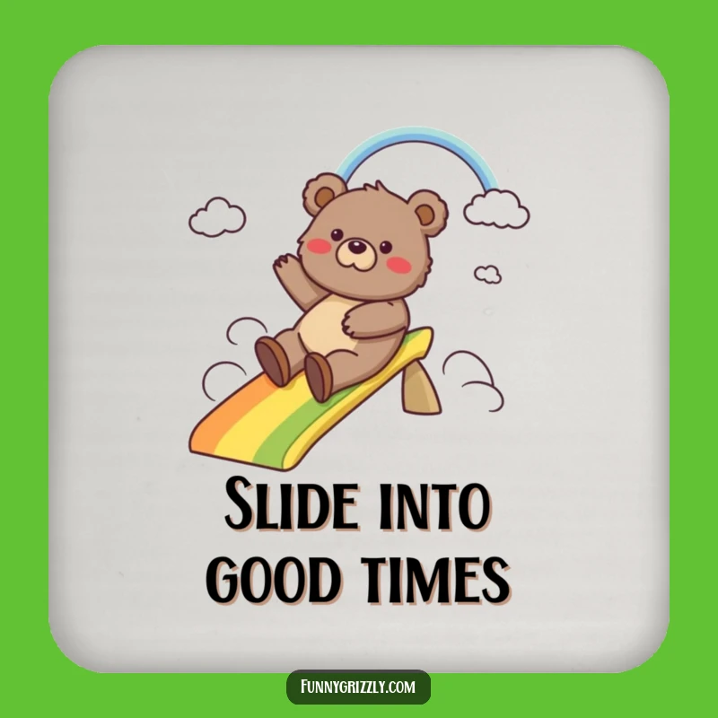 Funny Grizzly Bear Rainbow Slide Coaster: Protect Surfaces with this Hilarious Bear Decor