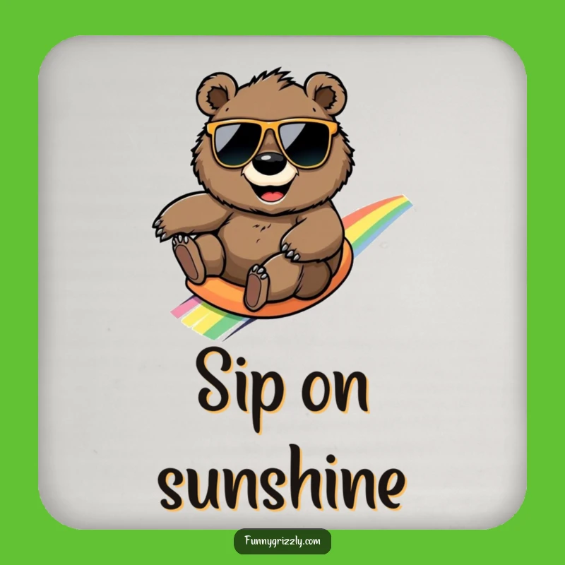 Funny Rainbow Bear Coaster Set, Protect Surfaces with Magical Protection