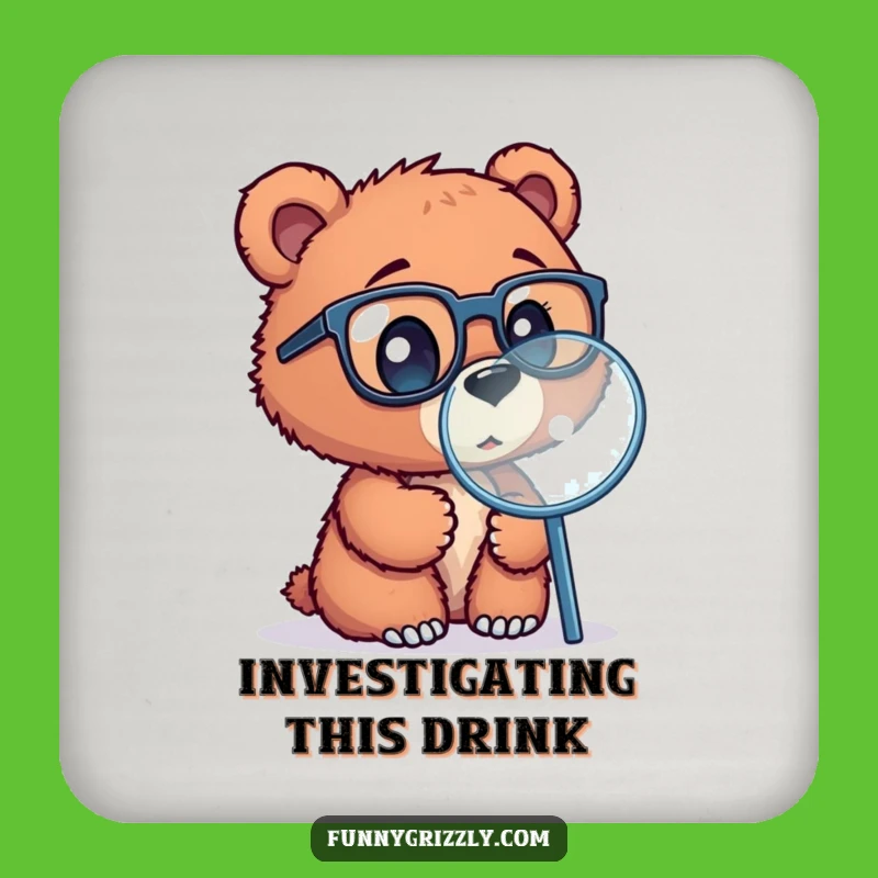 Funny Bear Cub Scientist Drink Coaster - Protect Surfaces with Charming Animal Art Gift