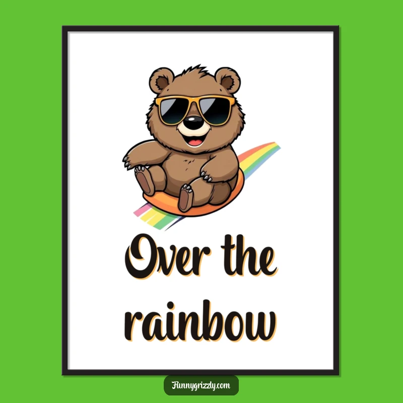 Funny Rainbow Bear Poster, Dreamy Wall Art for a Splash of Color