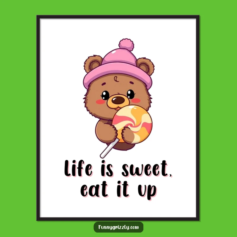 Free Printable Wall Art: Lollipop Bear - Whimsical Downloadable Decor