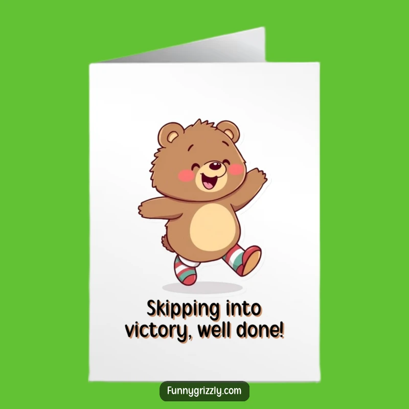 Free Printable Congrats Card: Bear Mismatched Socks Skipping Funny Downloadable Gift