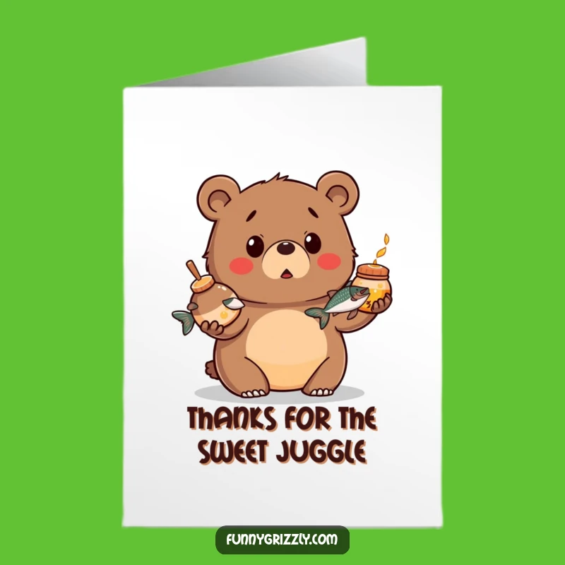 Free Printable Funny Thank You Card: Juggling Bear, Delightful Downloadable Gift for Thanks