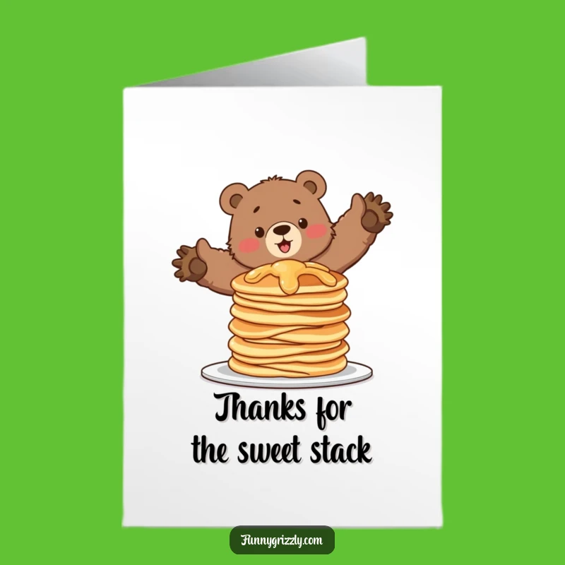 Free Printable Funny Thank You Card: Pancake Bear, Sweet Downloadable Gift for Gratitude