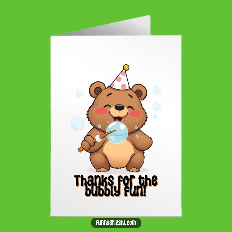 Free Printable Thank You Card: Bubble Bear - Gratitude That Pops!