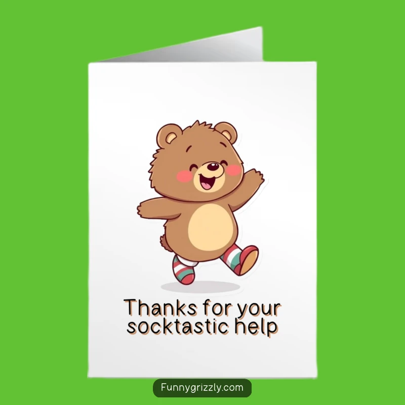 Free Printable Thank You Card: Bear Mismatched Socks Skipping Funny Downloadable Gift