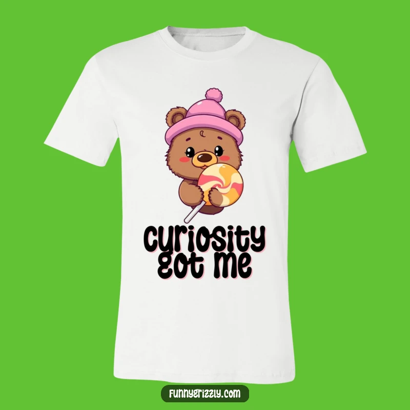 Funny Bear Lollipop T-Shirt, Quirky Graphic Tee for Sweet Adventures