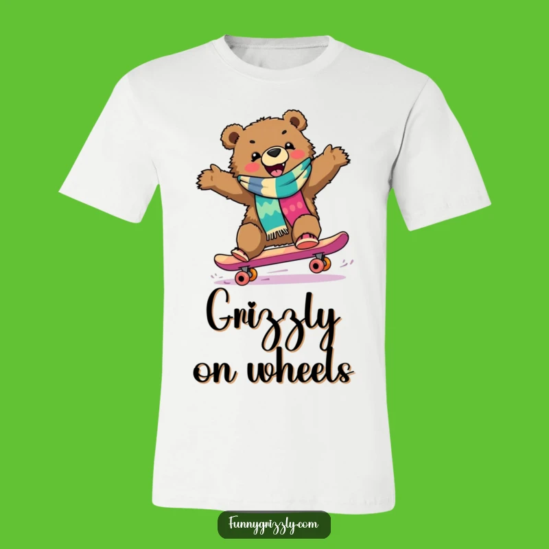 Funny Grizzly Skateboarder T-Shirt, Awesome Graphic Tee for Humor Lovers and Bear Fans