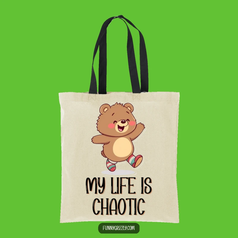 Funny Grizzly Bear Mismatched Socks Tote Bag: Carry Your Fun with Humorous Style